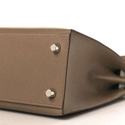 Hermes Madame Calfskin Shiny Niloticus Crocodile Kelly Sellier Touch 25 Etoupe Gris Tourterelle 7 of 9