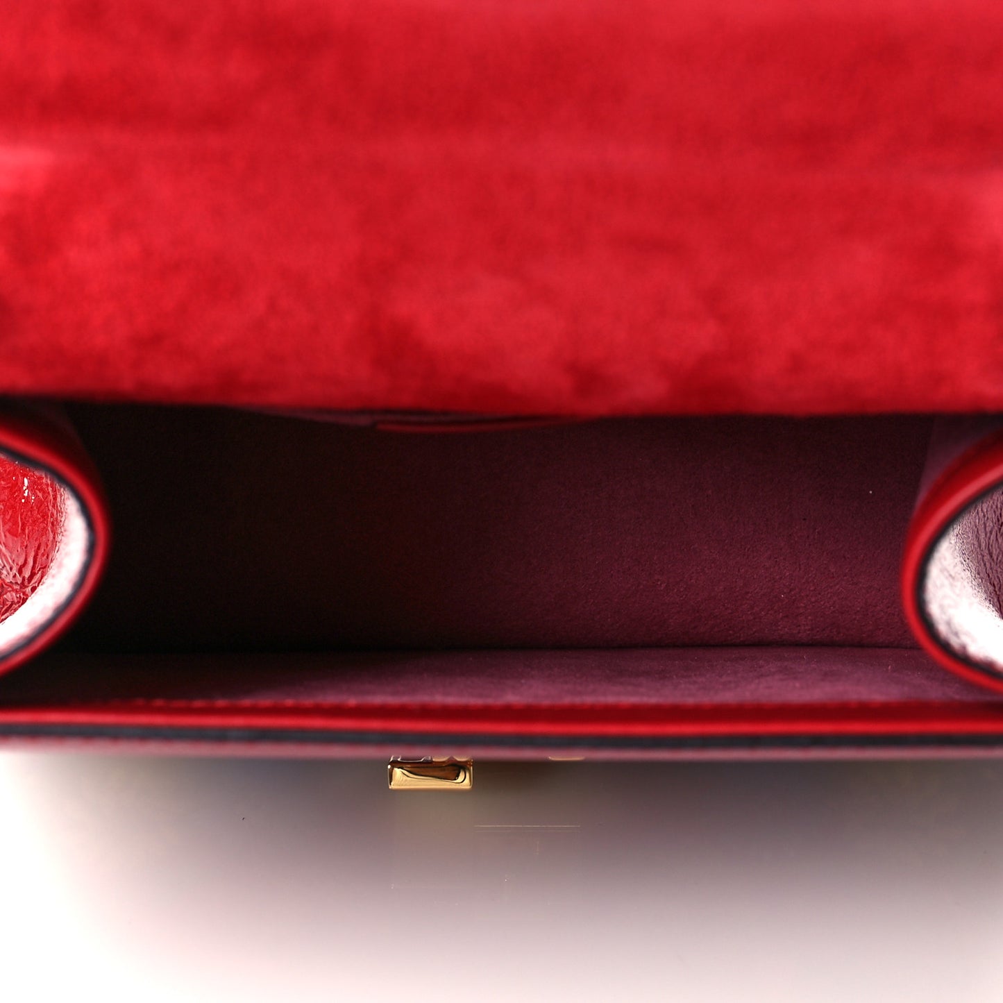 Patent Embroidered Mini Sylvie Top Handle Bag Hibiscus Red