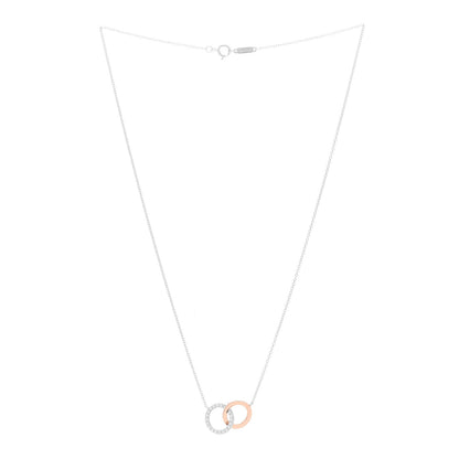 Tiffany 18K White Rose Gold Diamond Double Interlocking Circles Pendant Necklace 3 of 6