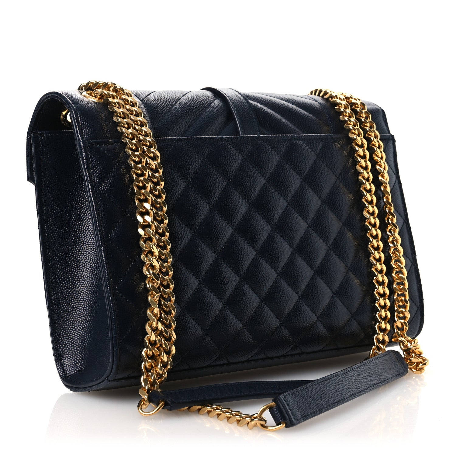 Saint Laurent Grain De Poudre Textured Mixed Matelasse Triquilt Medium Monogram Satchel Deep Marine 3 of 14