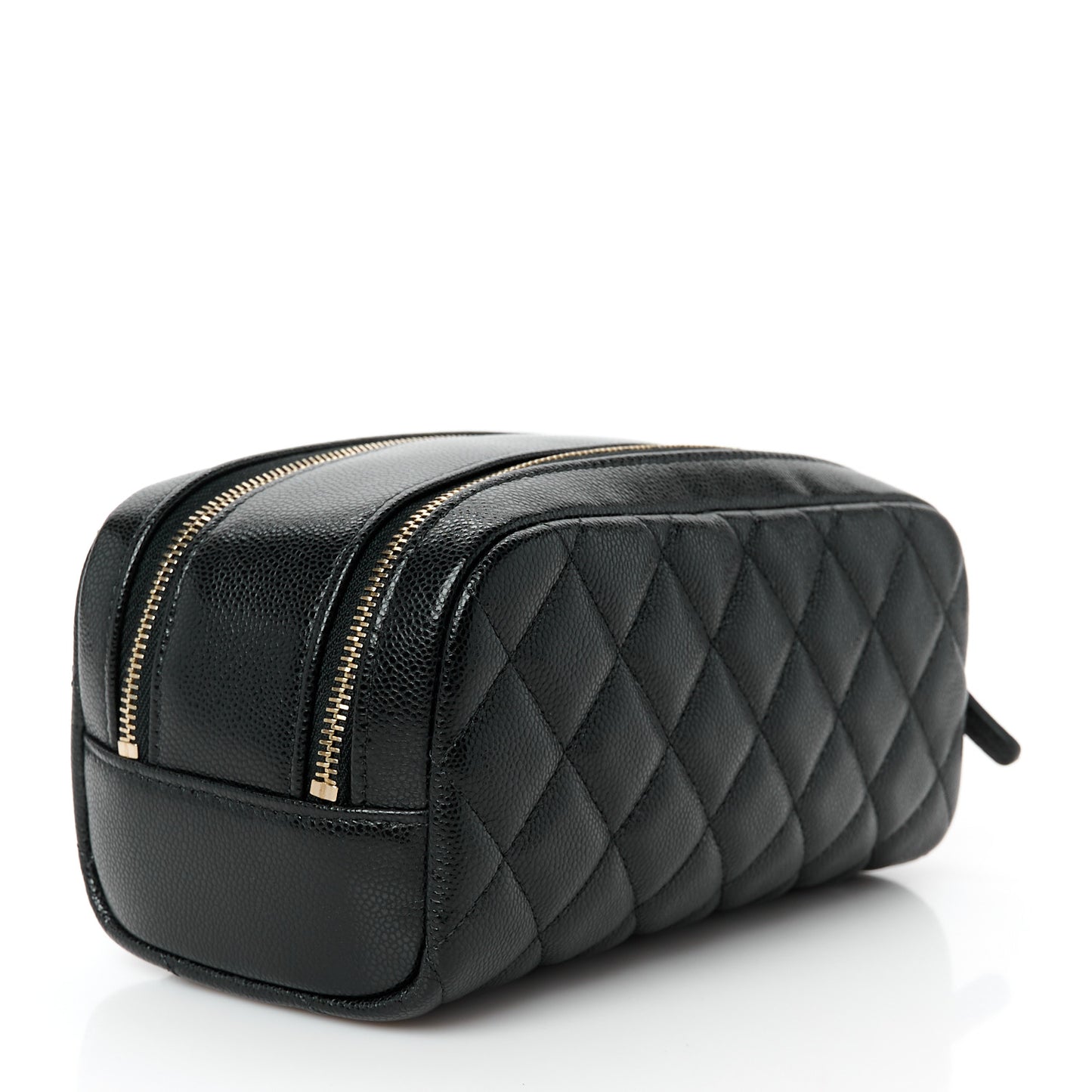 Caviar Quilted Toiletry Case With Chain Black