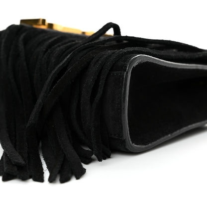 Saint Laurent Suede Fringe Small Monogram Satchel Black 10 of 18