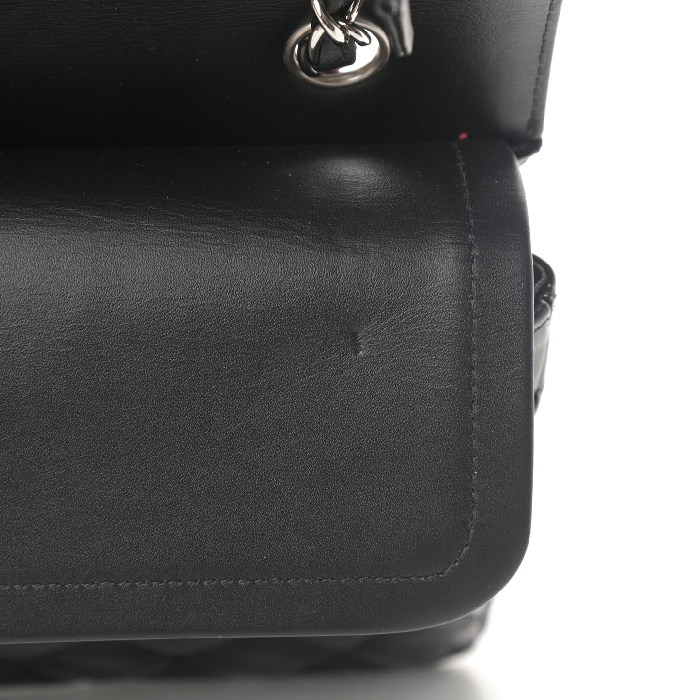 Patent Calfskin Quilted Bi-Color Medium Double Flap Red Black