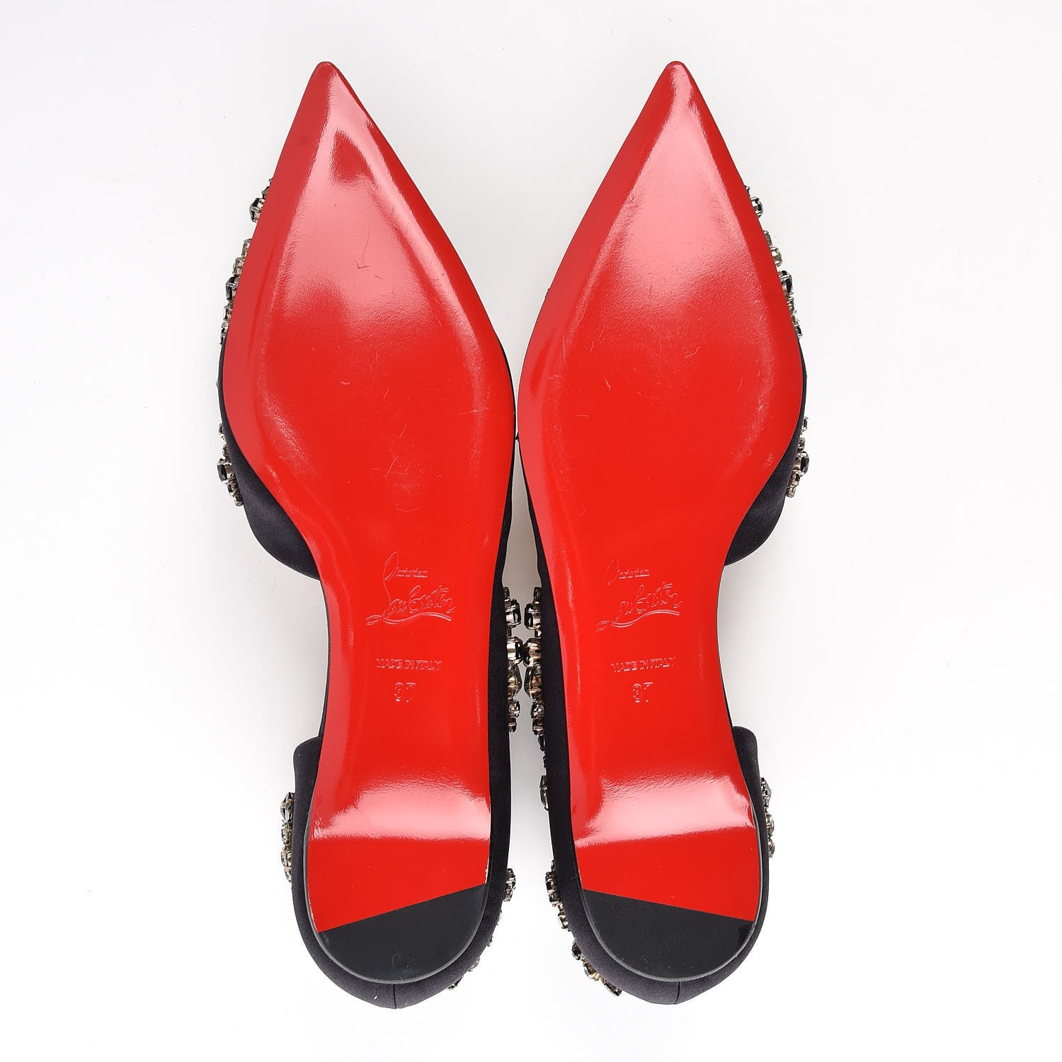 Christian Louboutin Satin Strass Brodiriza Flats 37 Black 5 of 8