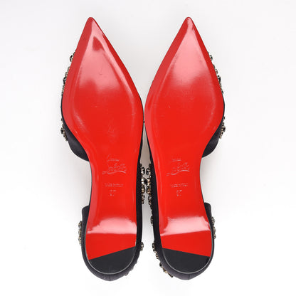 Christian Louboutin Satin Strass Brodiriza Flats 37 Black 5 of 8