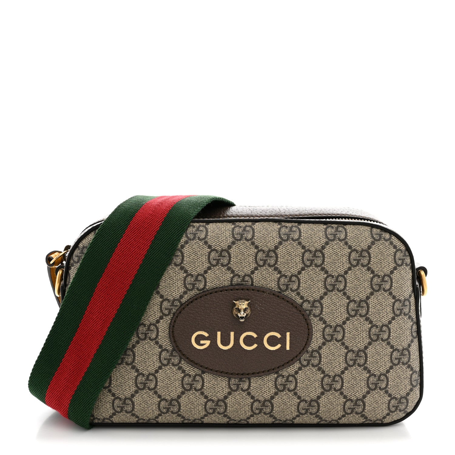 Gucci GG Supreme Monogram Web Neo Vintage Shoulder Bag Beige New Acero Crop 1 of 12