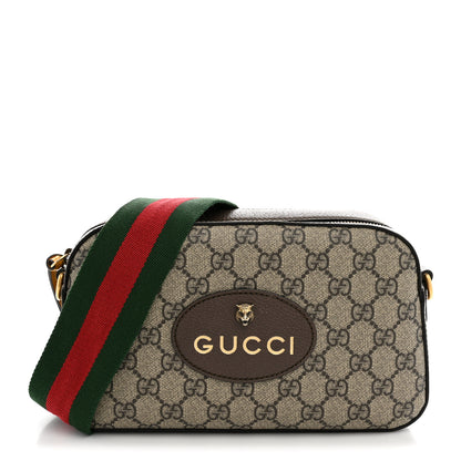 Gucci GG Supreme Monogram Web Neo Vintage Shoulder Bag Beige New Acero Crop 1 of 12