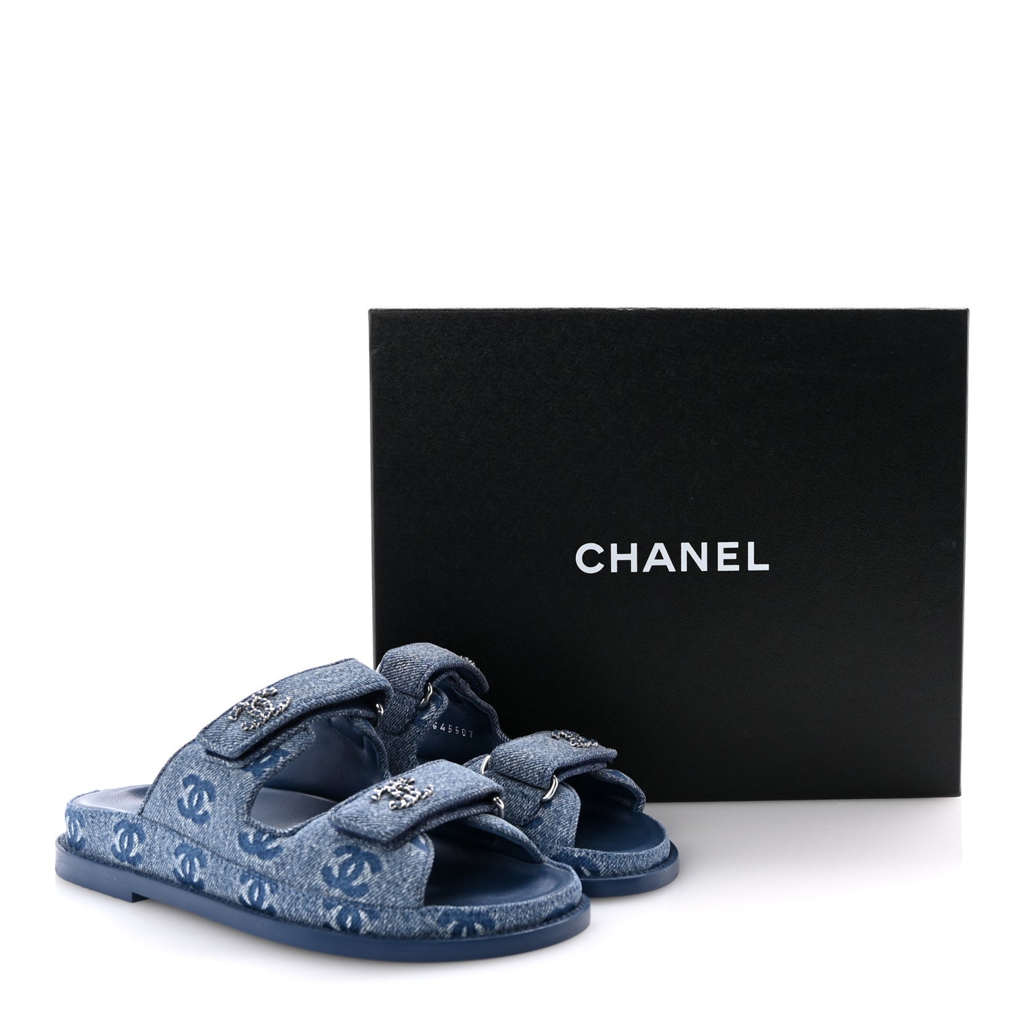 Denim CC Velcro Dad Chain CC Slide Sandals 36 Blue