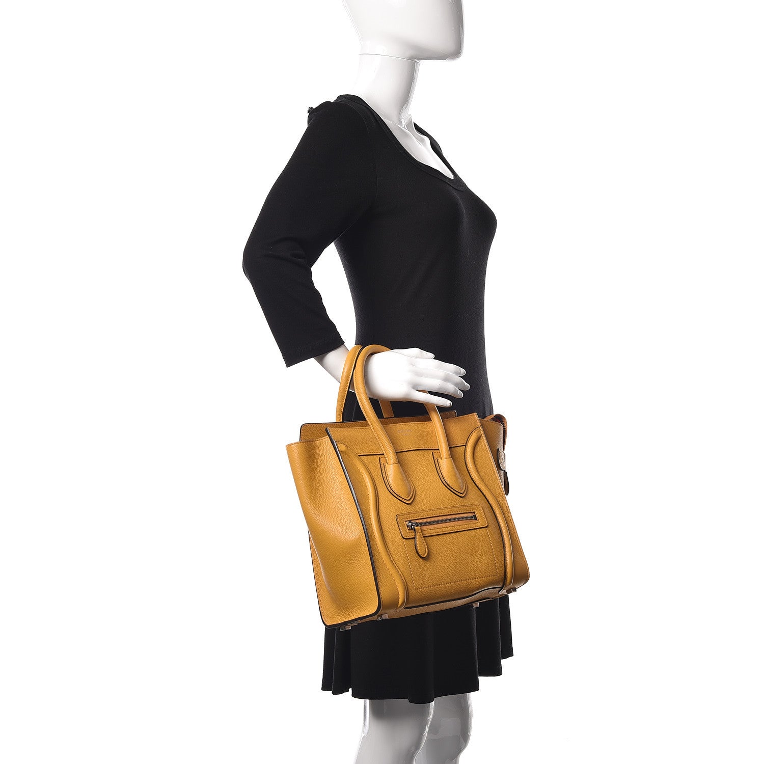 Celine Drummed Calfskin Micro Luggage Ocre 2 of 13