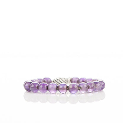 David Yurman Sterling Silver Amethyst 8mm Spiritual Beads Bracelet 3 of 5
