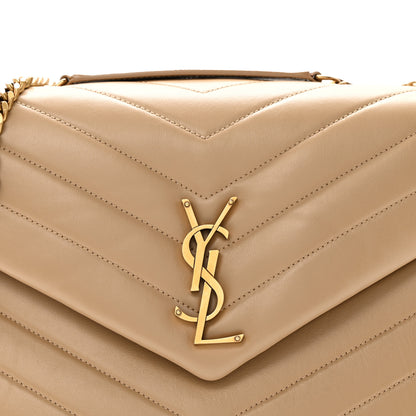 Saint Laurent Calfskin Y Quilted Monogram Medium Loulou Chain Satchel Dark Beige 9 of 11