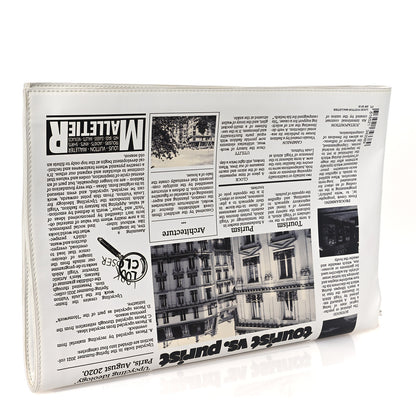 Louis Vuitton Calfskin Newspaper Print Pouch 3 of 7