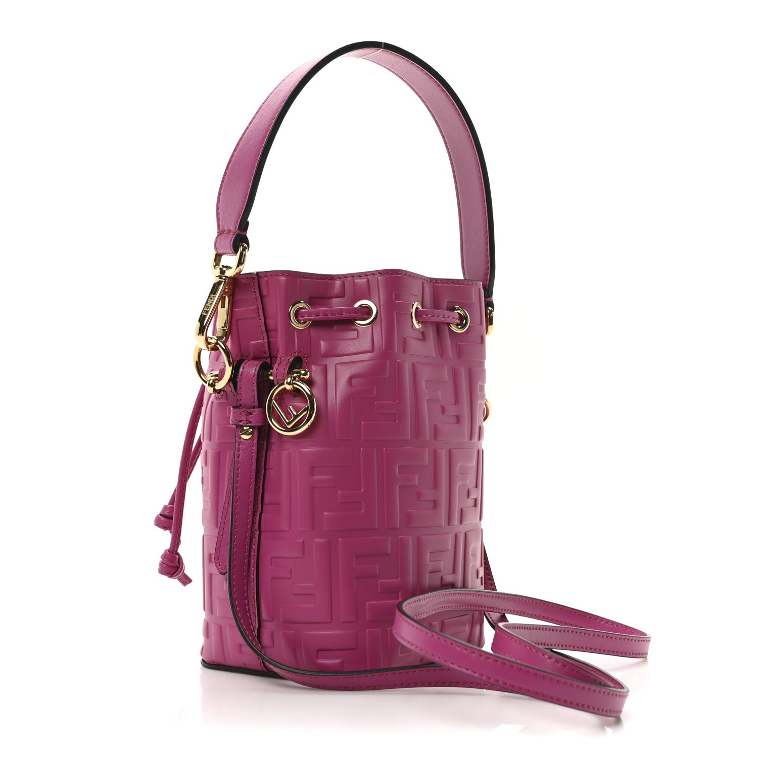 Fendi Vitello Liberty F is Fendi FF 1974 Embossed Mini Mon Tresor Bucket Bag Ciclamino Pilar 3 of 10