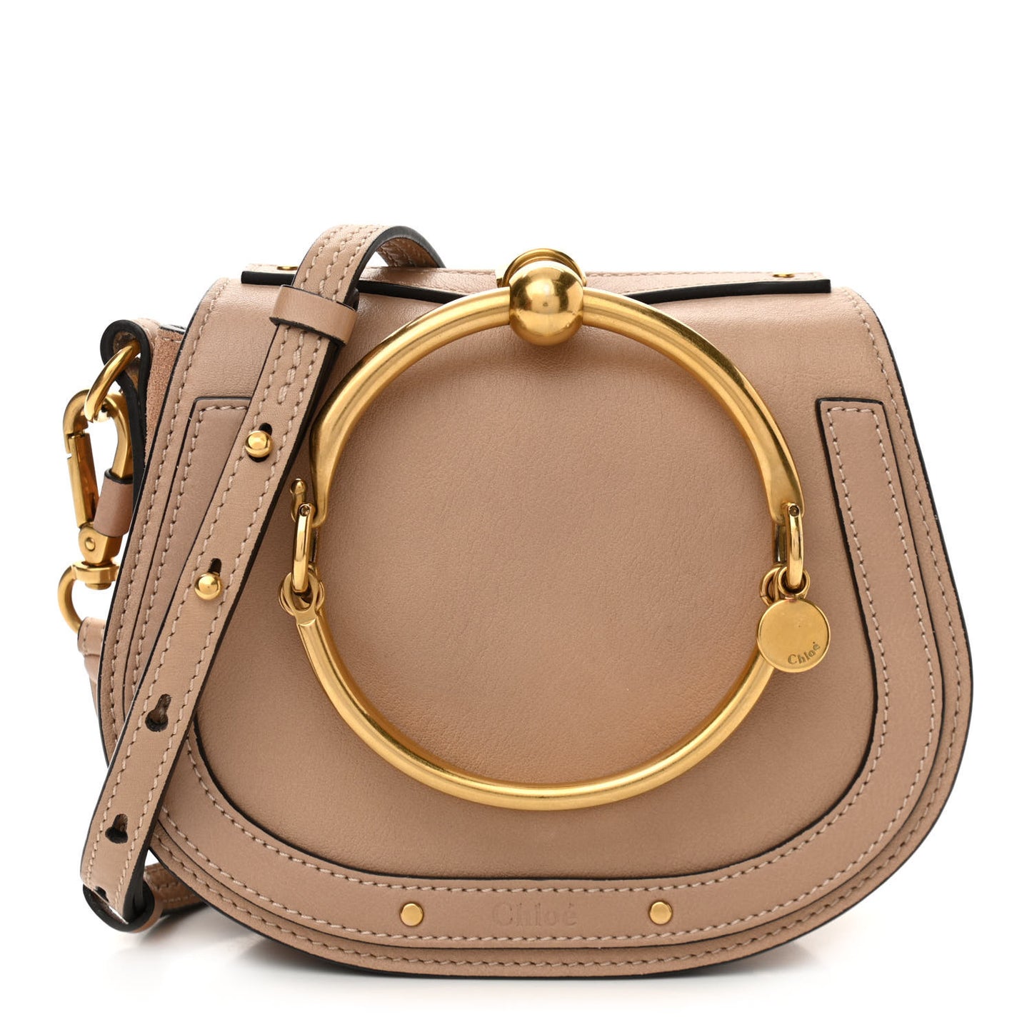Calfskin Suede Small Nile Bracelet Bag Biscotti Beige
