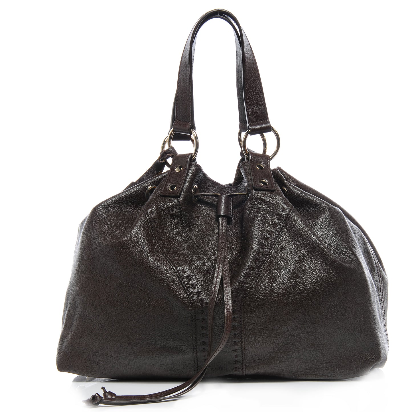 Leather Reversible Double Sac Y Tote Gold Brown