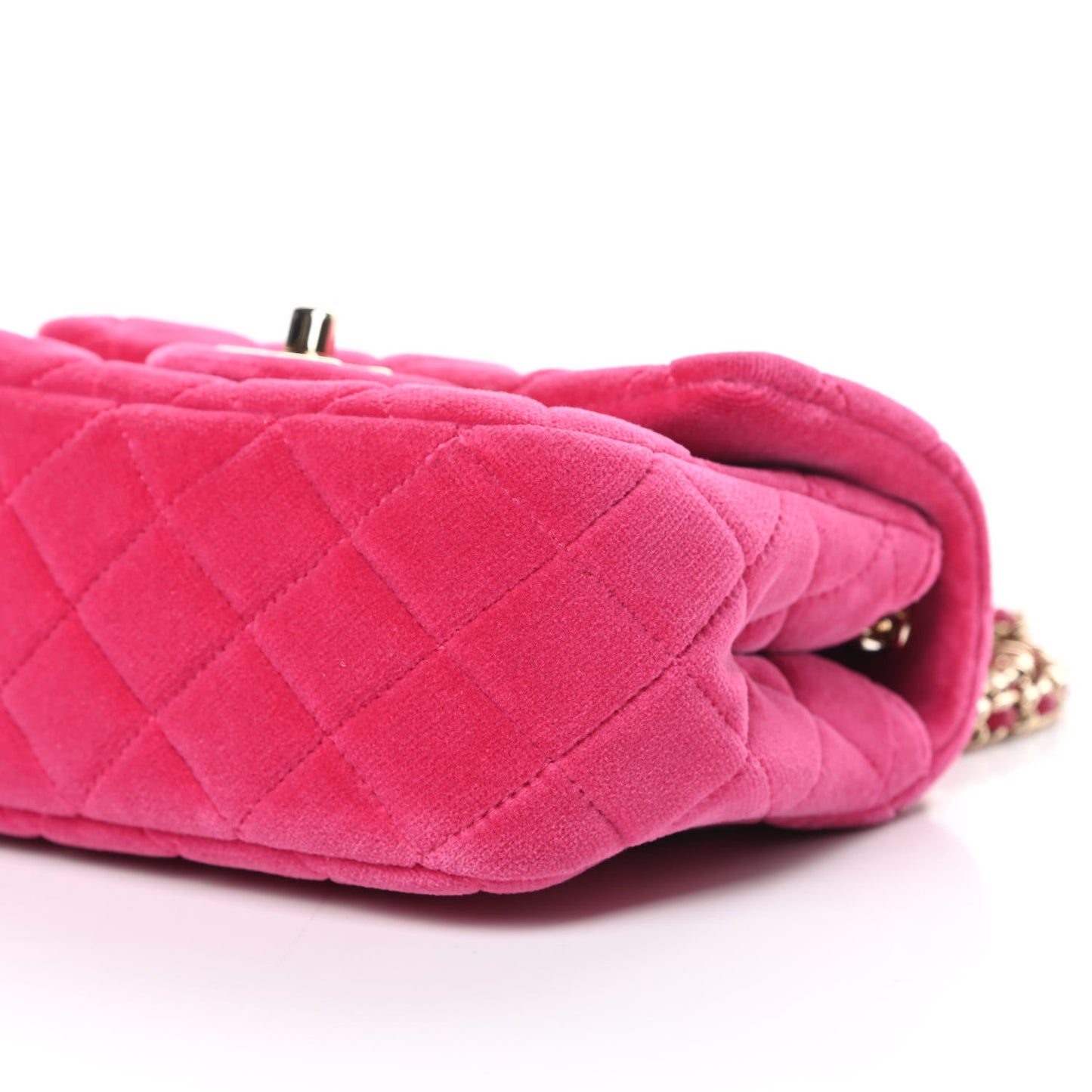 Velvet Quilted Mini Square Pearl Crush Flap Fuchsia