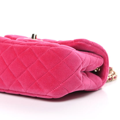 Chanel Velvet Quilted Mini Square Pearl Crush Flap Fuchsia 10 of 13