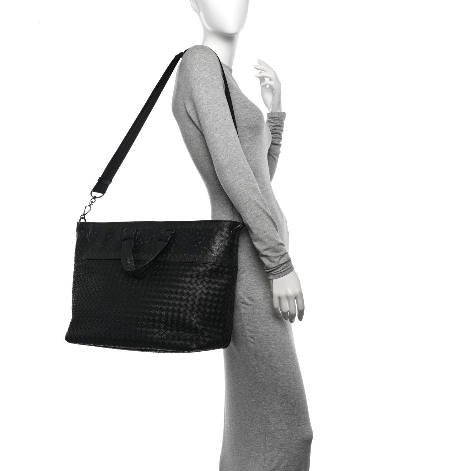 Bottega Veneta Ostrich Nappa Intrecciato Tote Black 2 of 10