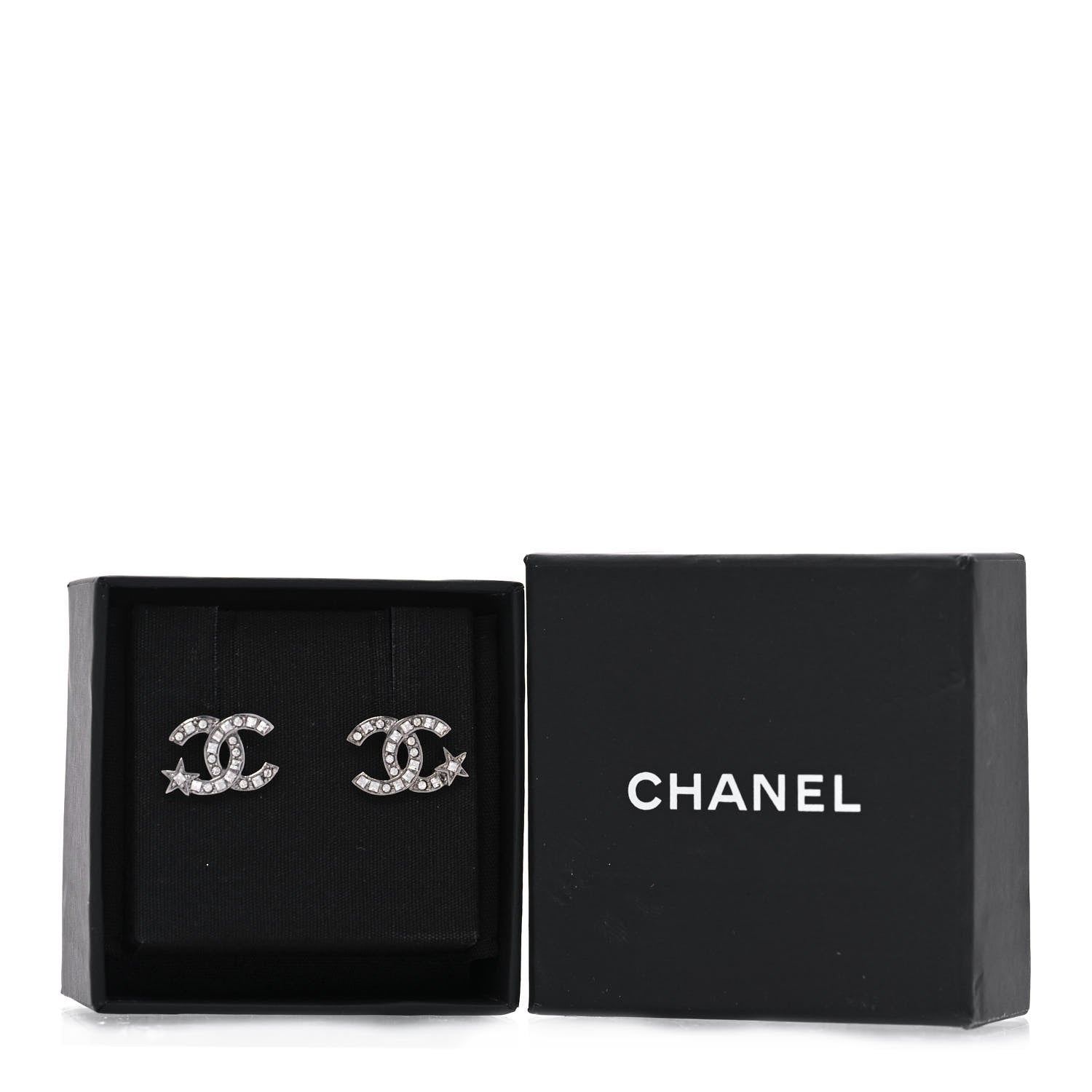 Chanel Crystal CC Starfall Earrings Silver 5 of 5