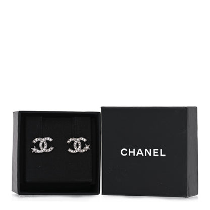 Chanel Crystal CC Starfall Earrings Silver 5 of 5