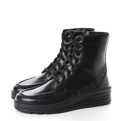 Fendi Calfskin FF Logo Ankle Biker Boots 39 Asfalto Black 3 of 11