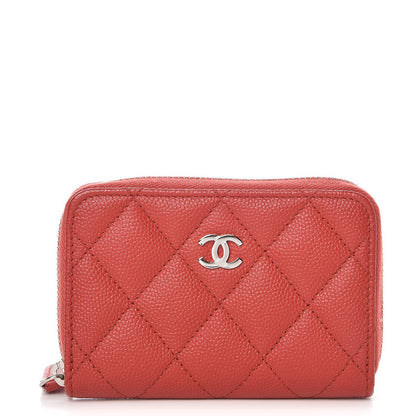 Chanel Caviar Quilted Zip Coin Purse Red 1 of 8