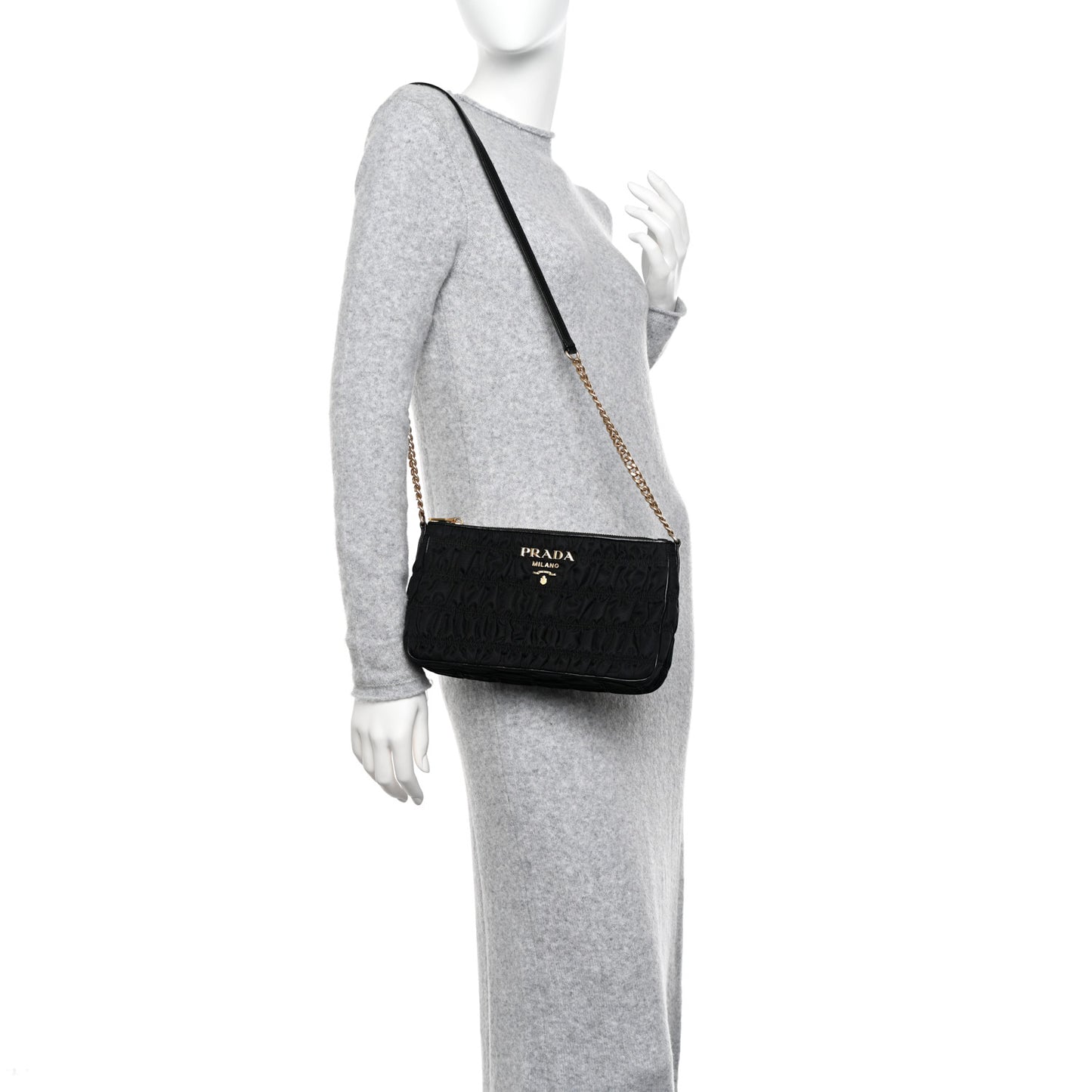 Tessuto Nylon Gaufre Shoulder Bag Black