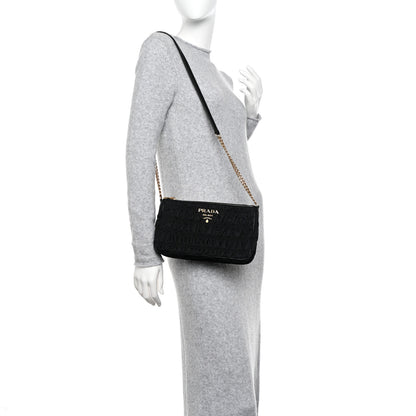 Prada Tessuto Nylon Gaufre Shoulder Bag Black 2 of 9