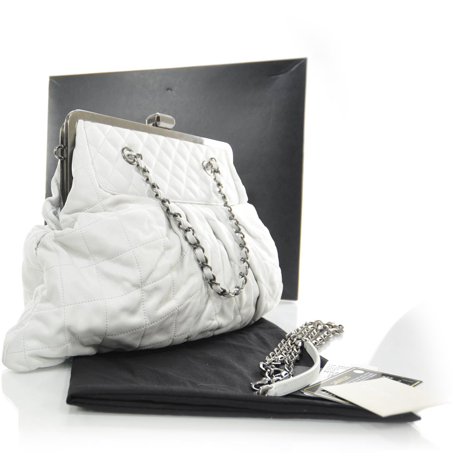 Chanel Iridescent Calfskin Chic Quilt Frame Tote White 3 of 9