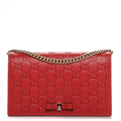 Gucci Guccissima Signature Bowy Chain Wallet Hibiscus Red 1 of 7