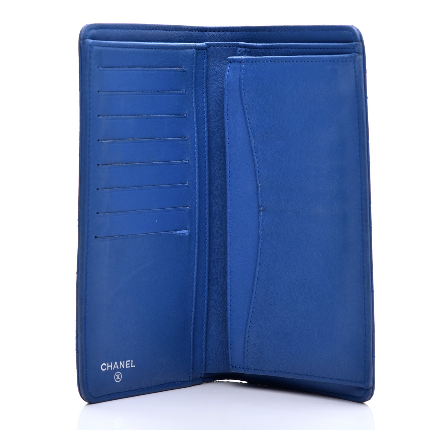 Lambskin Quilted Yen Wallet Blue
