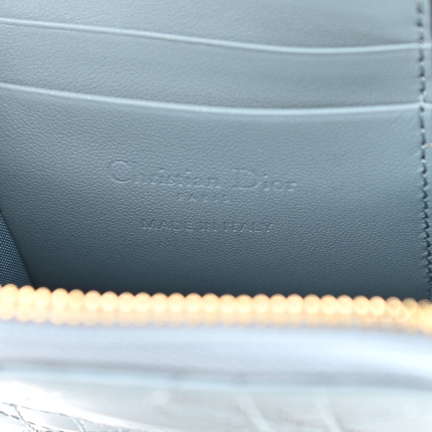 Patent Cannage Lady Dior Phone Holder Cloud Blue