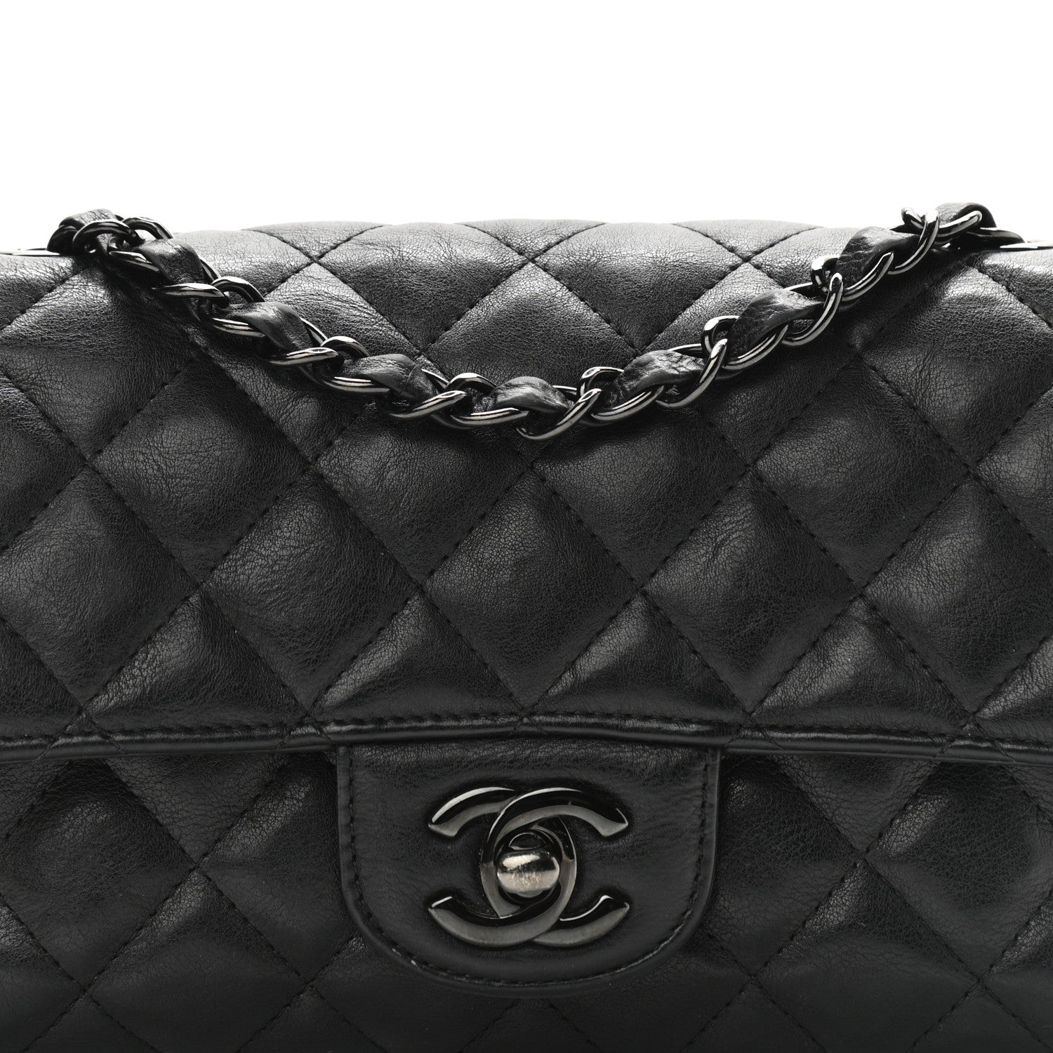 Chanel Crumpled Calfskin Quilted Mini Rectangular Flap So Black 8 of 12