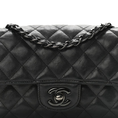 Chanel Crumpled Calfskin Quilted Mini Rectangular Flap So Black 8 of 12