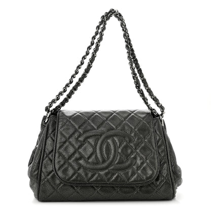 Chanel Metallic Caviar Quilted Timeless Accordion Flap Dark Silver 4 of 12