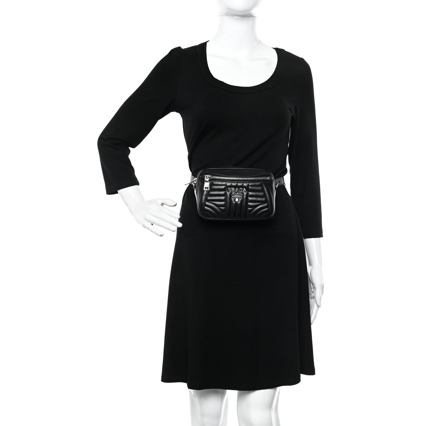 Soft Calfskin Impunture Diagramme Belt Bag Black