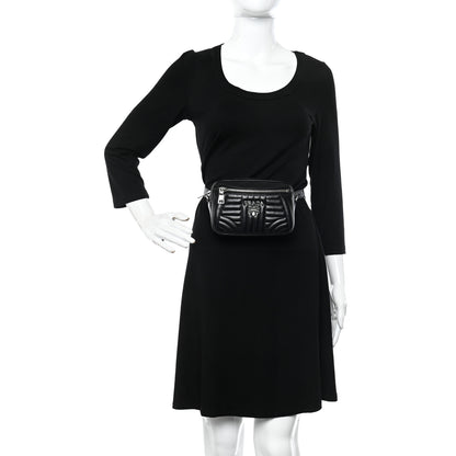 Prada Soft Calfskin Impunture Diagramme Belt Bag Black 3 of 9