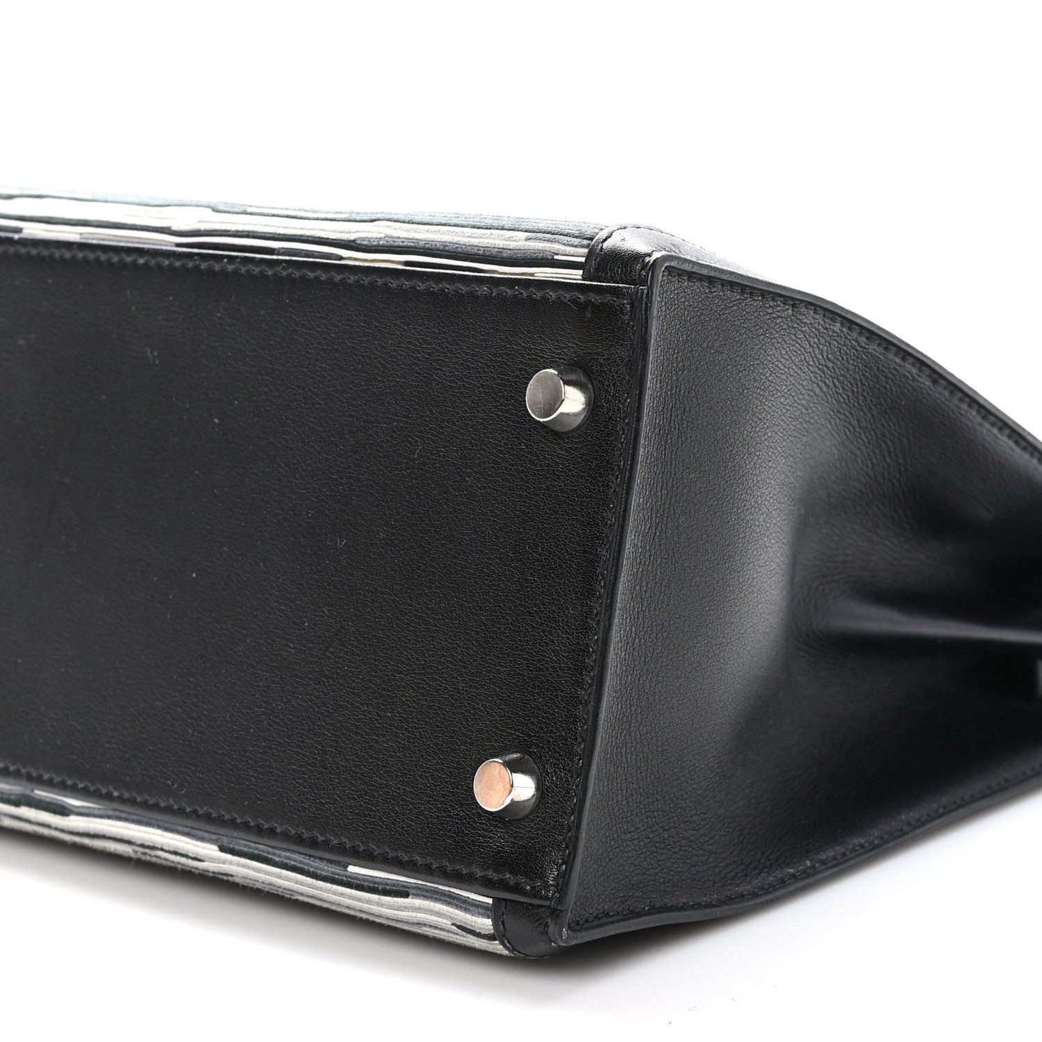 Hermes Box Toile Vibrato Kelly Sellier 28 Black Gris 10 of 10