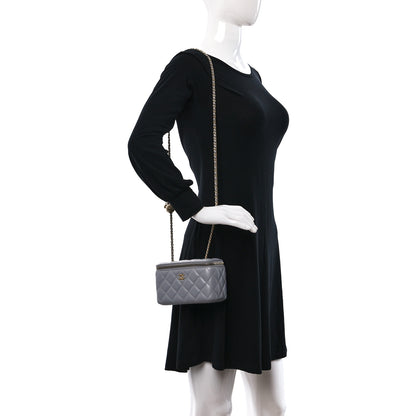 Chanel Lambskin Quilted Small Pearl Crush Vanity Case With Chain Grey 2 of 10