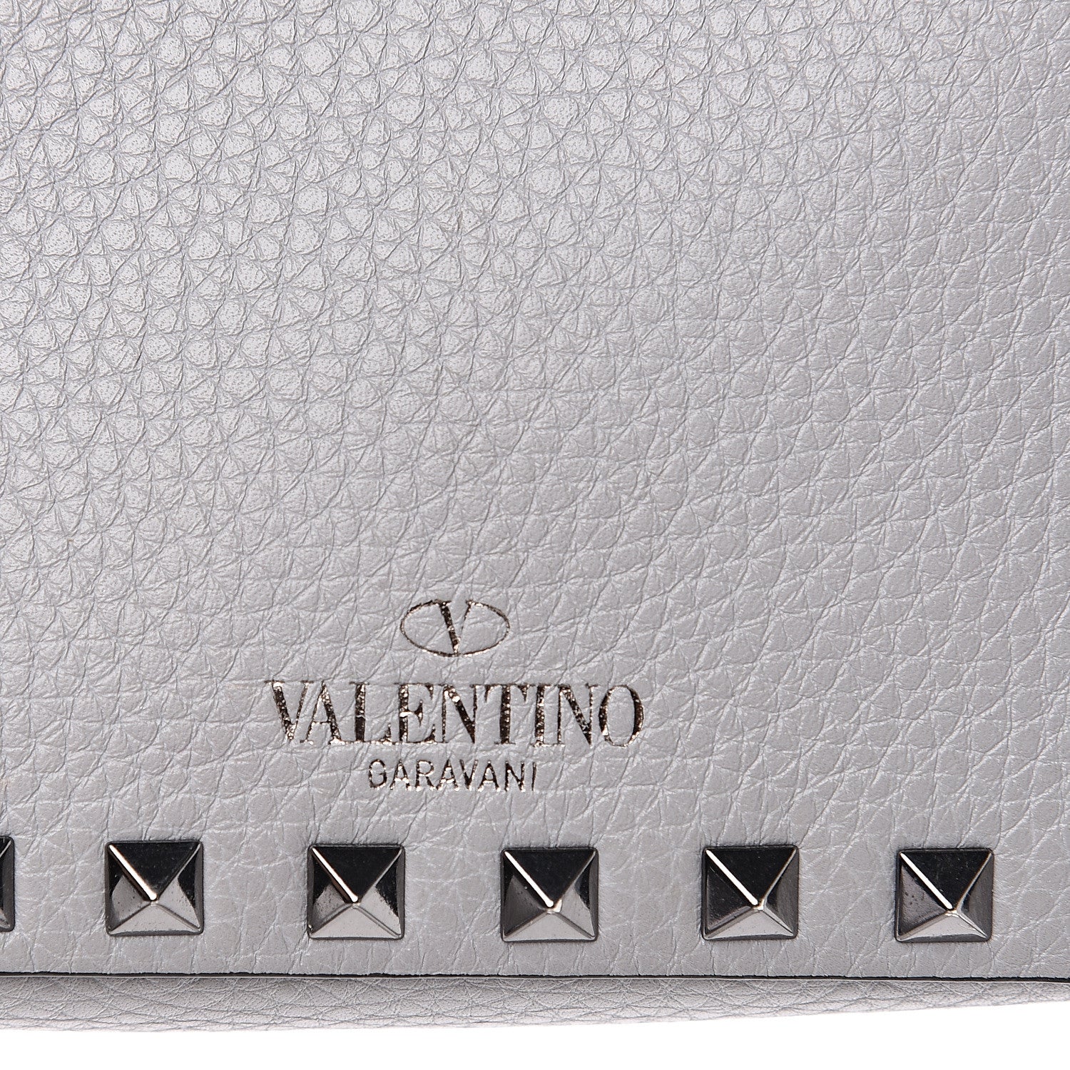 Valentino Garavani Grained Calfskin Small Rockstud Flap Pocket Camera Crossbody Bag Pastel Grey 8 of 8