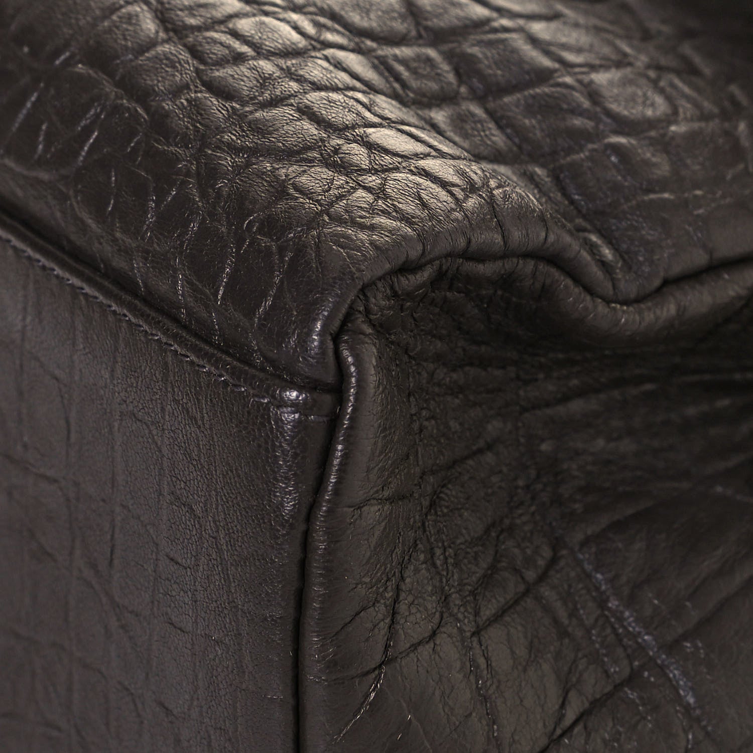 Saint Laurent Calfskin Crocodile Embossed Medium West Hollywood Monogram Fold-Over Grey 9 of 17