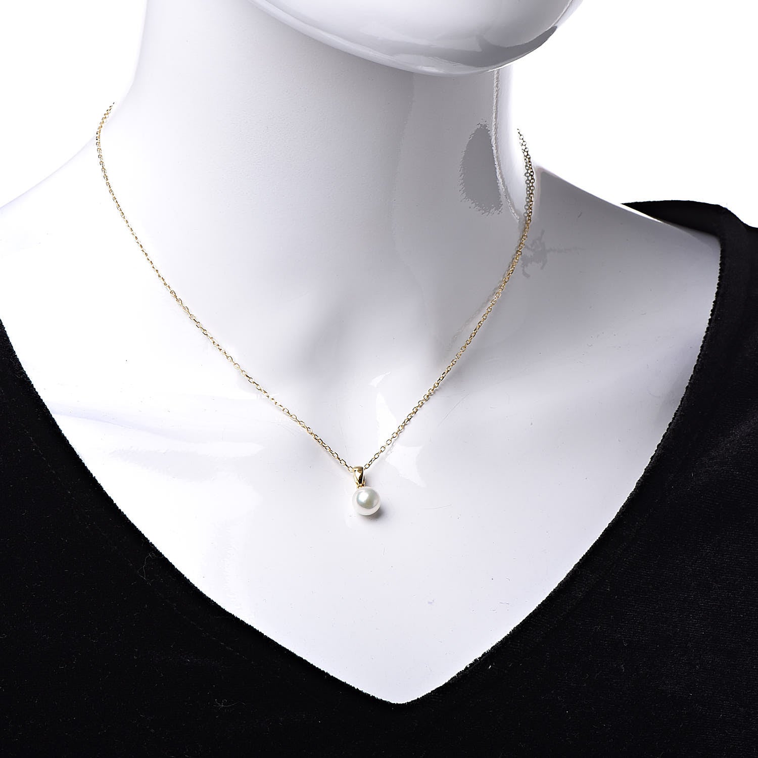 Mikimoto 18K Yellow Gold Akoya Pearl 7mm Pendant Necklace 2 of 6