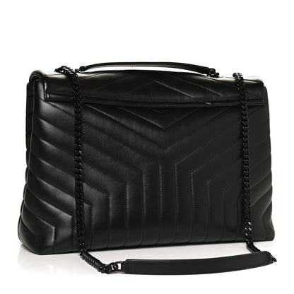 Saint Laurent Calfskin Y Quilted Monogram Large Loulou Chain Satchel Black 2 of 11