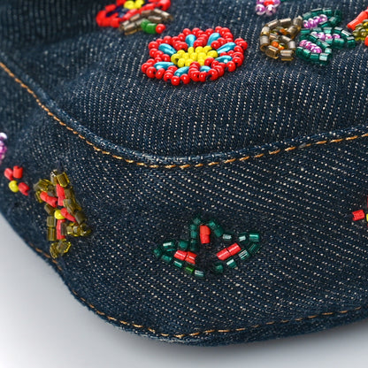 Fendi Denim Ricami Beaded Baguette Blue 7 of 10