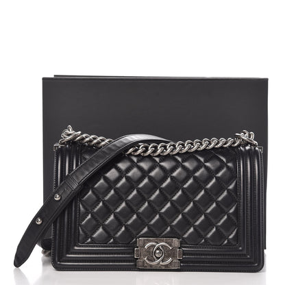 Chanel Lambskin Quilted Medium Boy Flap Black 8 of 8
