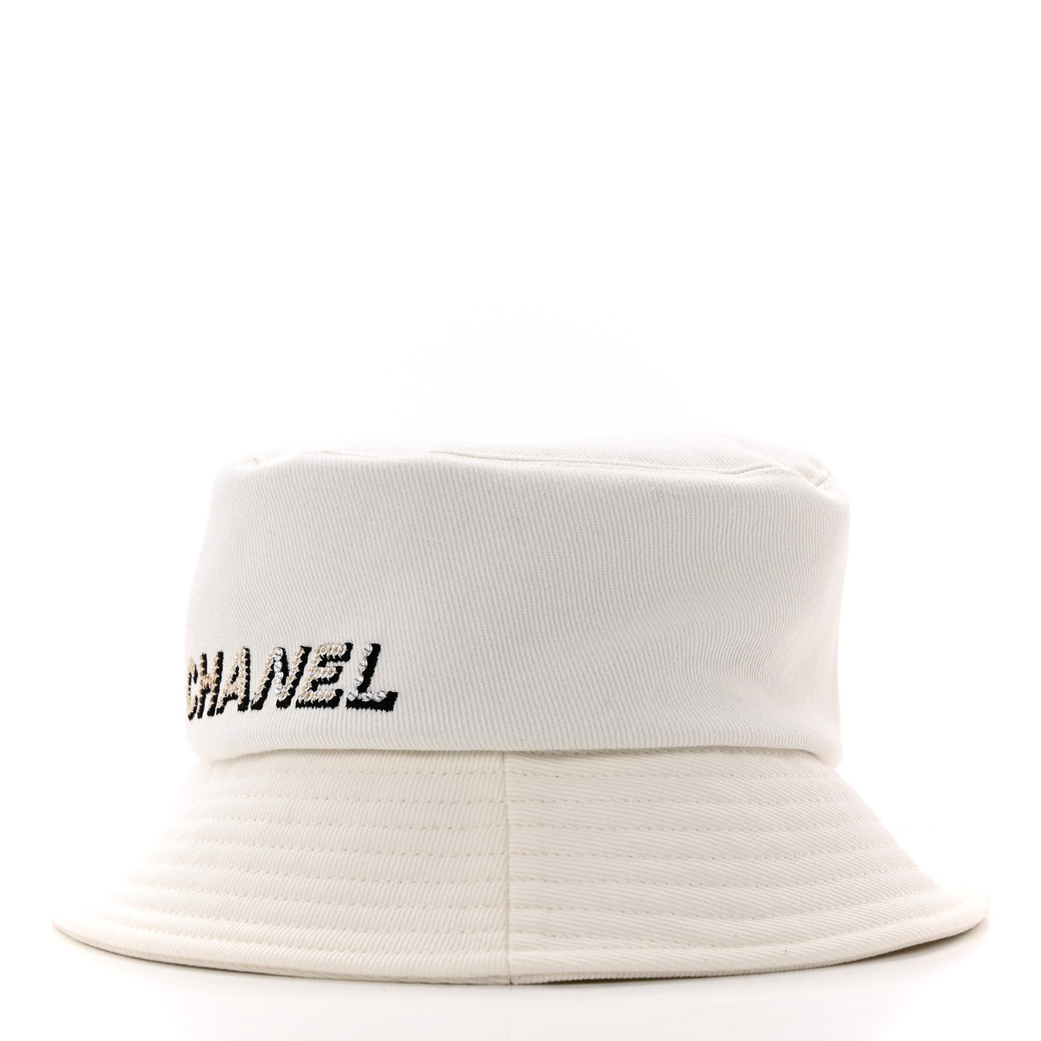 Chanel Fabric Logo Bucket Hat S White 1401729 – FASHIONPHILE