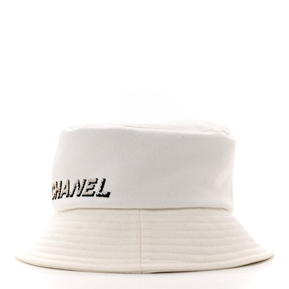 Chanel Fabric Logo Bucket Hat S White 4 of 8