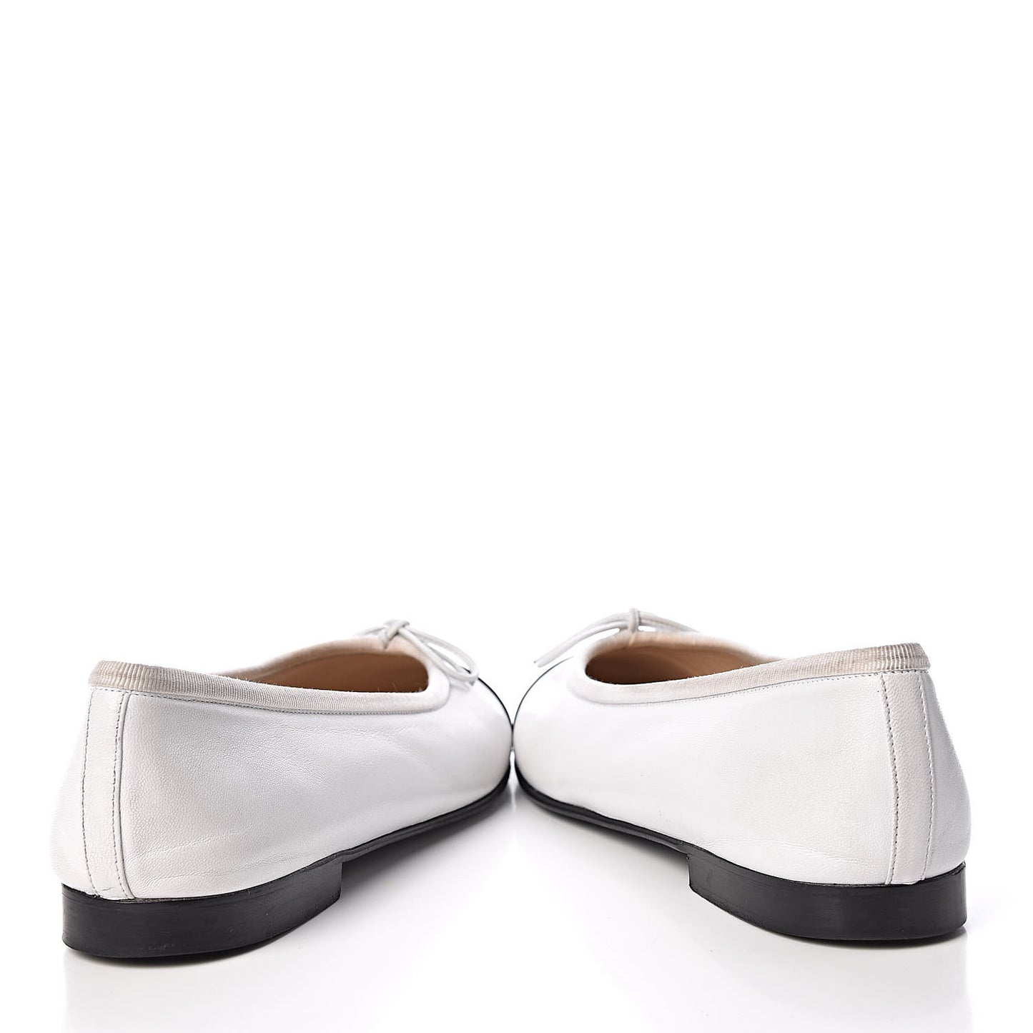 Lambskin Cap Toe CC Ballerina Flats 37 White Black