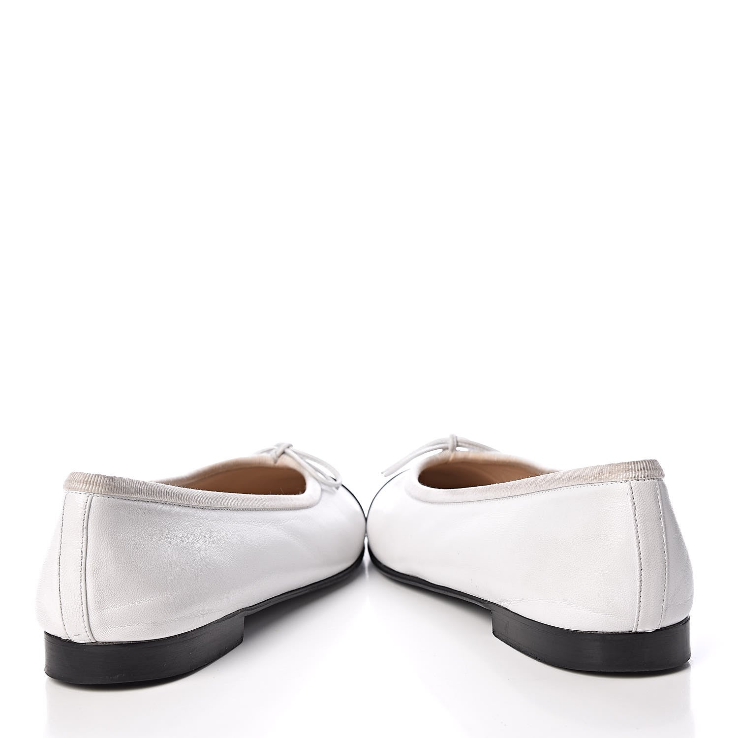 Chanel Lambskin Cap Toe CC Ballerina Flats 37 White Black 6 of 16