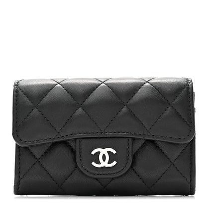 Chanel Lambskin Quilted Flap Card Holder Wallet Black 1 of 9